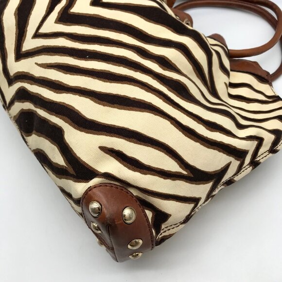 Michael Kors Brown Canvas Zebra Print Shoulder Bag - Picture 8 of 10